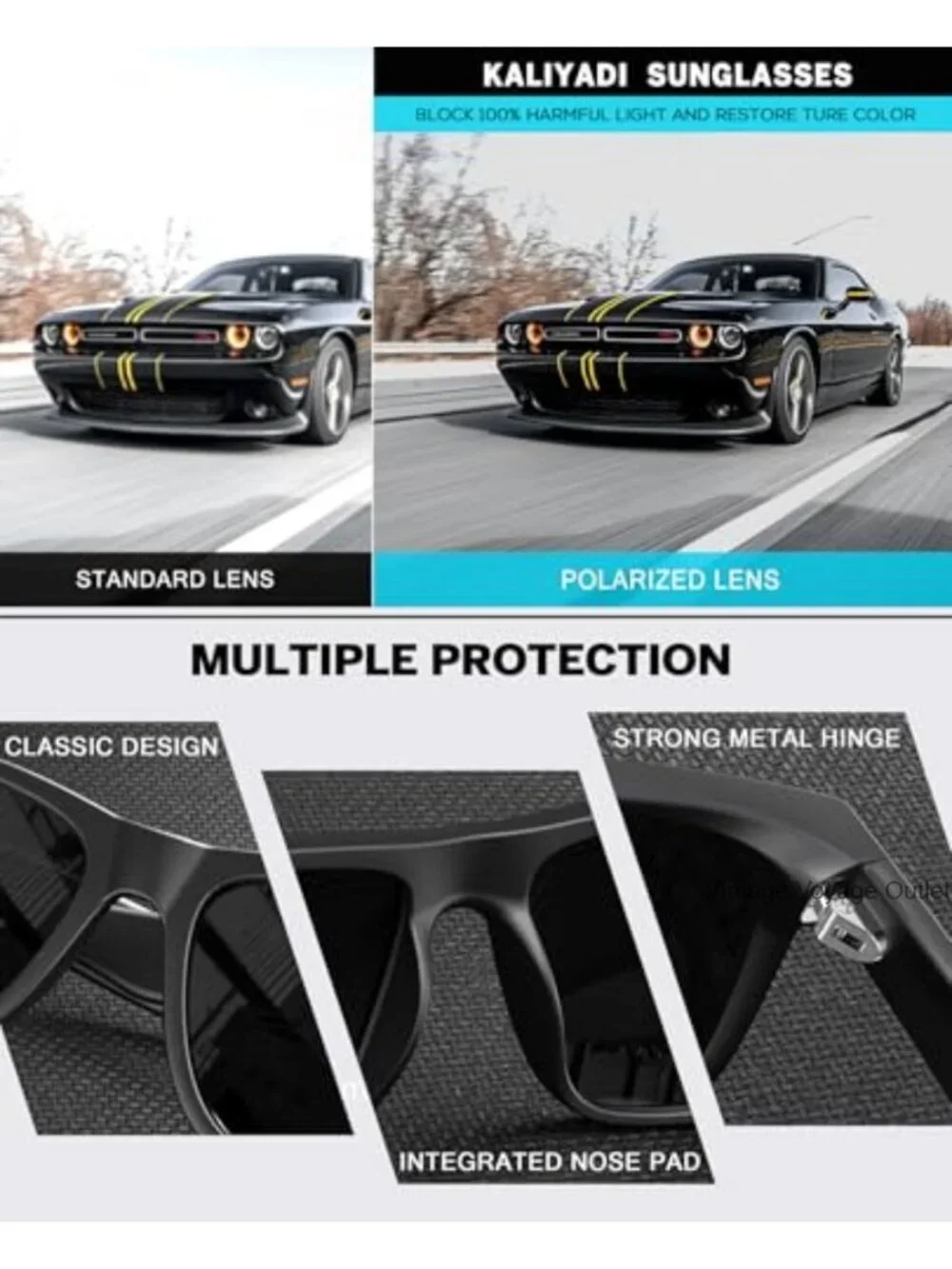 Polarized Sunglasses 3-Pack Classic Rectangular UV Protection for Men Women